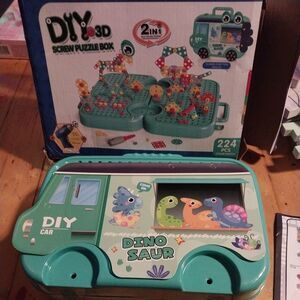 DIY 3D Screw Puzzle Box Dinosaur Car Take Apart Toy Electric Drill Set 224 PCS
